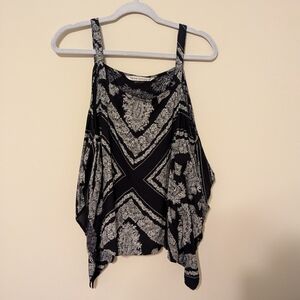 Hippie Laundry Black and White Geometric Tank Top Off The Shoulder Blouse